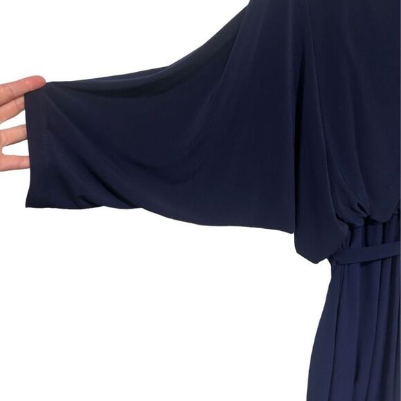 Coldwater Creek Dolman Sleeve Ruched Tie Waist Blouson Dress Navy Blue Size 10 - Picture 6 of 14